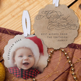  Baby Mijn eerste kersttekst Foto Elegant Ornament Kaart