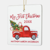 Baby Mijn eerste kersttruck Candy Candes Red Keramisch Ornament (Links)
