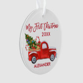 Baby Mijn eerste kersttruck Candy Candes Red Ornament (voorkant)