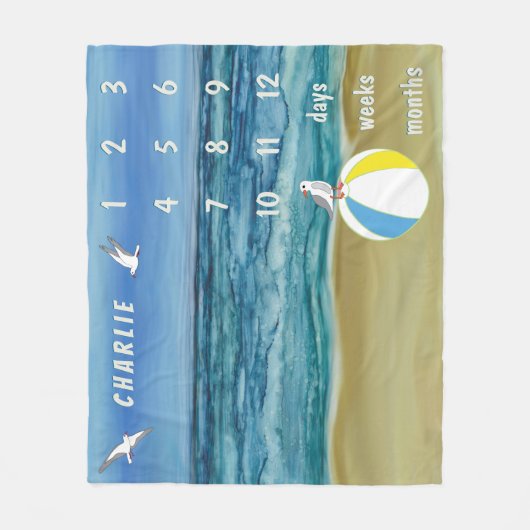 Baby Milestone Beach Fleece Deken (Voorkant)