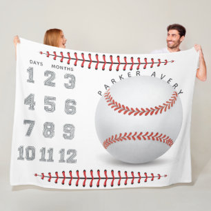 Baby Milestone Blanket Baseball Fleece Deken
