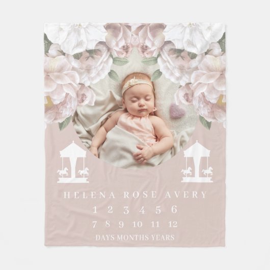 Baby Milestone Blanket Carousel Fleece Deken (Voorkant)