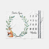 Baby Milestone Blanket Fox Wreath and Birch Trees Fleece Deken (Voorkant (Horizontaal))