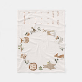 Baby Milestone Boho Woodland Dieren Krans Fleece Deken