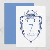 Baby Milestone Kaarten Waterverf Blauwe krab (Voorkant / Achterkant)