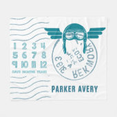 Baby Milestone-vliegtuig Fleece Deken (Voorkant (Horizontaal))