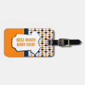 Baby Miner Oranje Navy Argyle Pattern Bag Label Bagagelabel (Voorkant horizontaal)