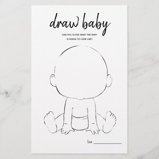 Baby minimalistisch Baby shower gamen tekenen (Voorkant)
