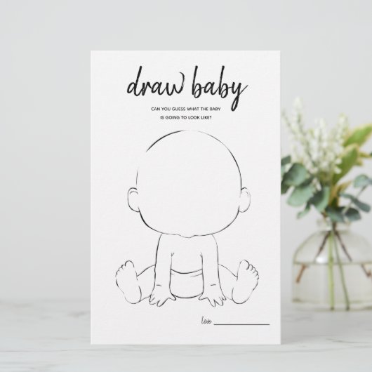 Baby minimalistisch Baby shower gamen tekenen (Staand voorkant)