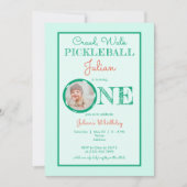 Baby Mint Green Crawl Walk Pickleball 1e Verjaarda Kaart (Voorkant)