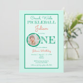 Baby Mint Green Crawl Walk Pickleball 1e Verjaarda Kaart (Staand voorkant)