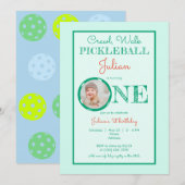 Baby Mint Green Crawl Walk Pickleball 1e Verjaarda Kaart (Voorkant / Achterkant)