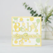 Baby Mint Yellow Stippen Baby shower Kaart (Staand voorkant)