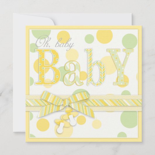 Baby Mint Yellow Stippen Baby shower Kaart (Voorkant)