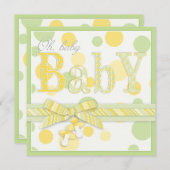 Baby Mint Yellow Stippen Baby shower Kaart (Voorkant / Achterkant)