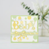 Baby Mint Yellow Stippen Baby shower Kaart (Staand voorkant)