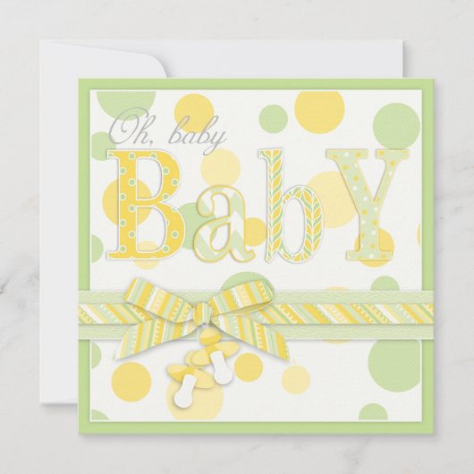 Baby Mint Yellow Stippen Baby shower Kaart (Voorkant)