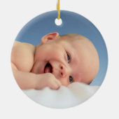 Baby M'n Eerste Kerstmis Op Maat Bos Blauwe Keramisch Ornament (Achterkant)