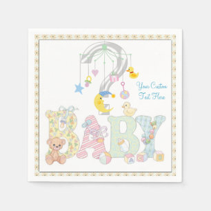 Baby Mobile Gender Reveal Paper Party servetten