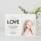 Baby Modern Tropisch Groen Foto Geboorte Aankondiging (Staand voorkant)