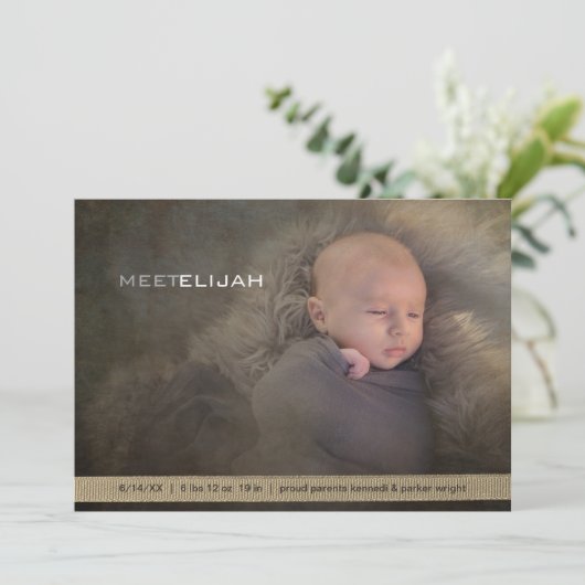 Baby Moderne genderneutrale Aankondiging (Staand voorkant)