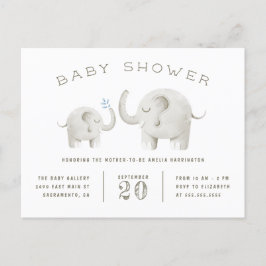 Baby & moeder Elephant Geslacht Neutraal Baby show Uitnodiging Briefkaart