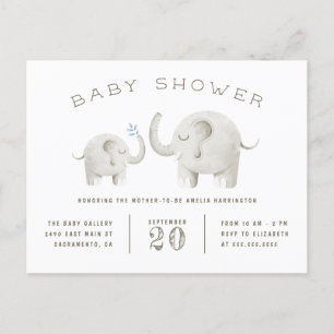 Baby & moeder Elephant Geslacht Neutraal Baby show Uitnodiging Briefkaart