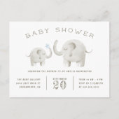 Baby & moeder Elephant Geslacht Neutraal Baby show Uitnodiging Briefkaart (Voorkant)