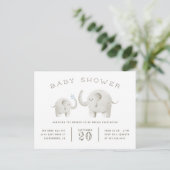 Baby & moeder Elephant Geslacht Neutraal Baby show Uitnodiging Briefkaart (Staand voorkant)
