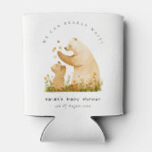 Baby Mom Bearly Wait Bloemneutraal Baby shower Blikjeskoeler (Achterkant)