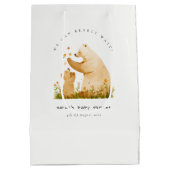 Baby Mom Bearly Wait Bloemneutraal Baby shower Medium Cadeauzakje (Achterkant)
