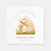 Baby Mom Bearly Wait Bloemneutraal Baby shower Servet (Voorkant)