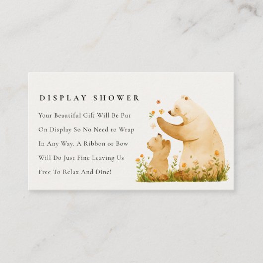 Baby Mom Beer Neutal Baby shower Display Douche Informatiekaartje (Voorkant)