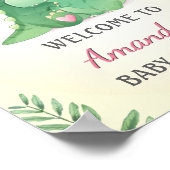 Baby Momma Dinosaurs Roze babymeisje Welkom Poster (Hoek)