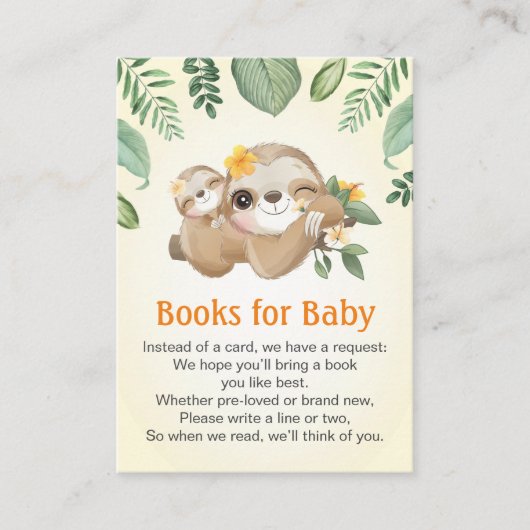 Baby Momma Sloths Boeken voor Baby shower Sprinkle Informatiekaartje (Voorkant)