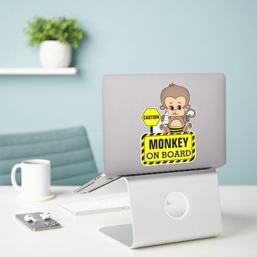 Baby Monkey Baby Aan boord Auto Sticker (Laptop op bureau)