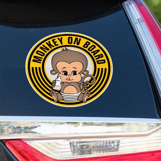 Baby Monkey Baby aan boord auto Sticker-rond Sticker