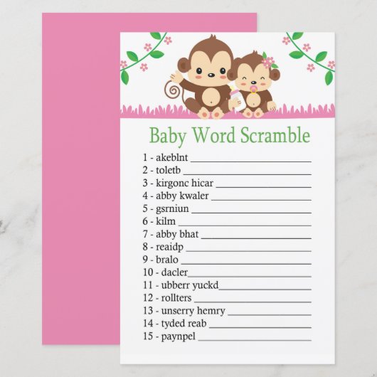 Baby Monkey Baby word scramble game (Voorkant / Achterkant)