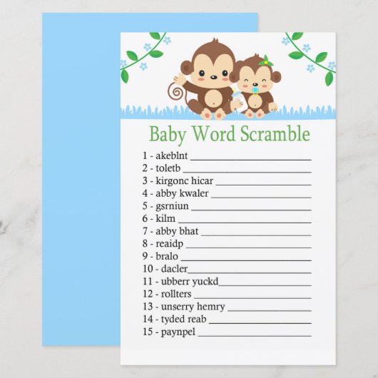 Baby Monkey Baby word scramble game (Voorkant / Achterkant)