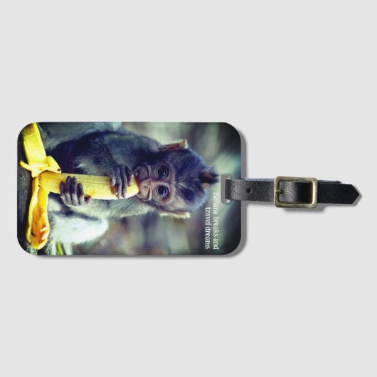 Baby Monkey eet banaan Bagagelabel (Voorkant (horizontaal))