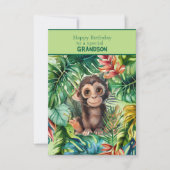 Baby Monkey Happy Birthday Special Grandson Kaart (Voorkant)