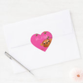 Baby Monkey Het is een meisje hart Sticker roze (Envelop)