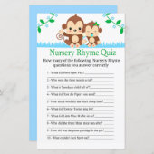 Baby Monkey Nursery Rhyme Quiz baby shower game (Voorkant / Achterkant)