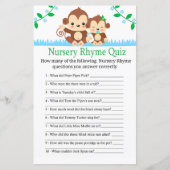 Baby Monkey Nursery Rhyme Quiz baby shower game (Voorkant)