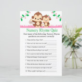 Baby Monkey Nursery Rhyme Quiz baby shower game (Staand voorkant)