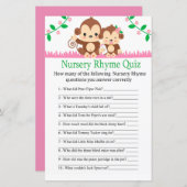 Baby Monkey Nursery Rhyme Quiz baby shower game (Voorkant / Achterkant)