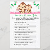 Baby Monkey Nursery Rhyme Quiz baby shower game (Voorkant)