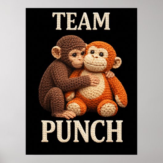 Baby Monkey Punch Crochet Pattern Cute Amigurumi Poster (Voorkant)