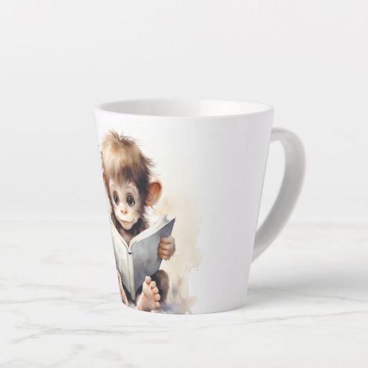 Baby Monkey Reader Latte Mok (Rechterhoek)