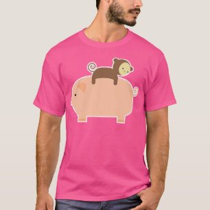 Baby Monkey rijden op een varken T-shirt